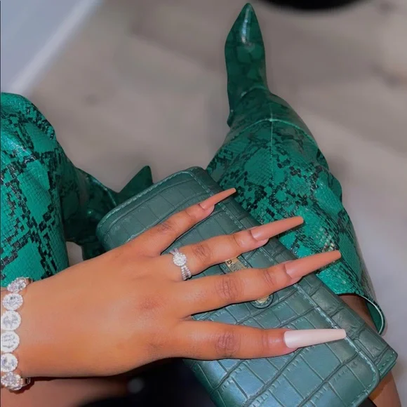 Over The Knee Snakeskin Boots - Picture 3 of 5